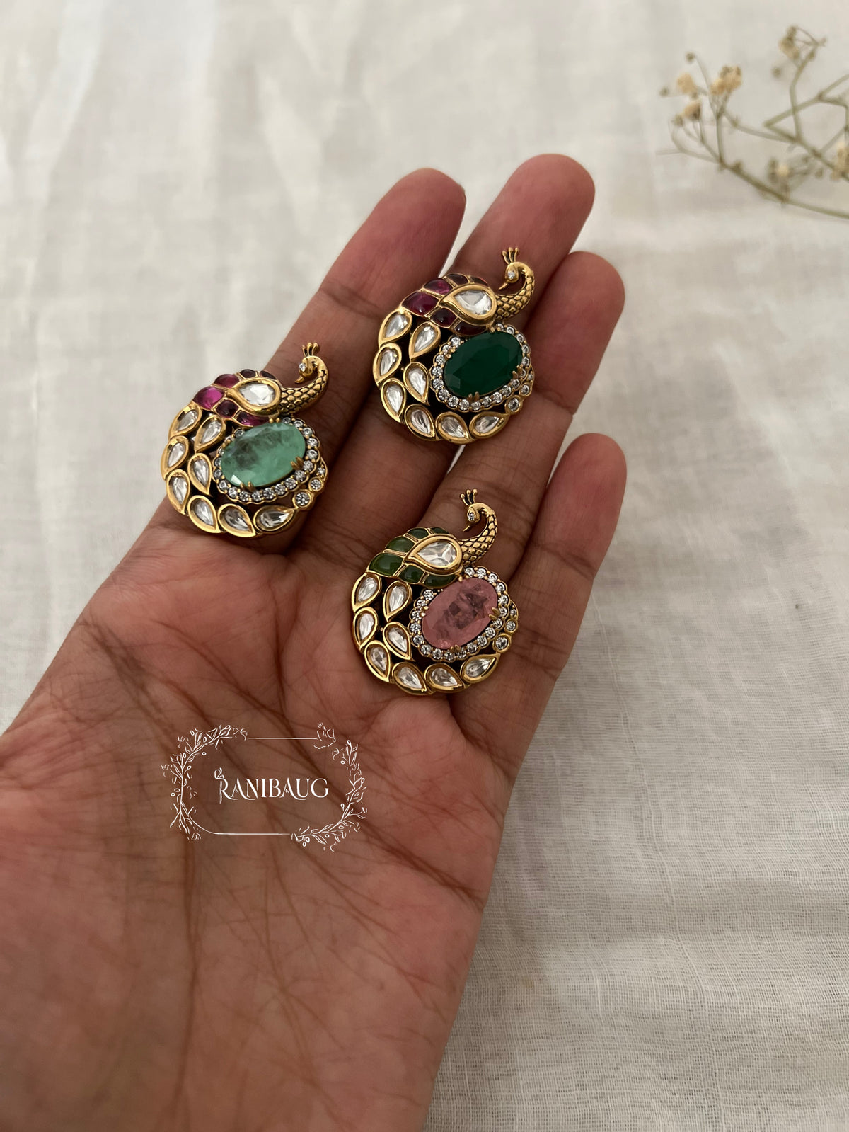 Lara Peacock Gemstone Royal Multicolor Statement Festive Ring By Ranibaug