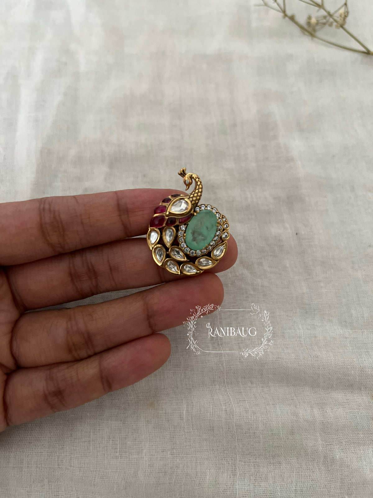 Lara Peacock Gemstone Royal Multicolor Statement Festive Ring By Ranibaug