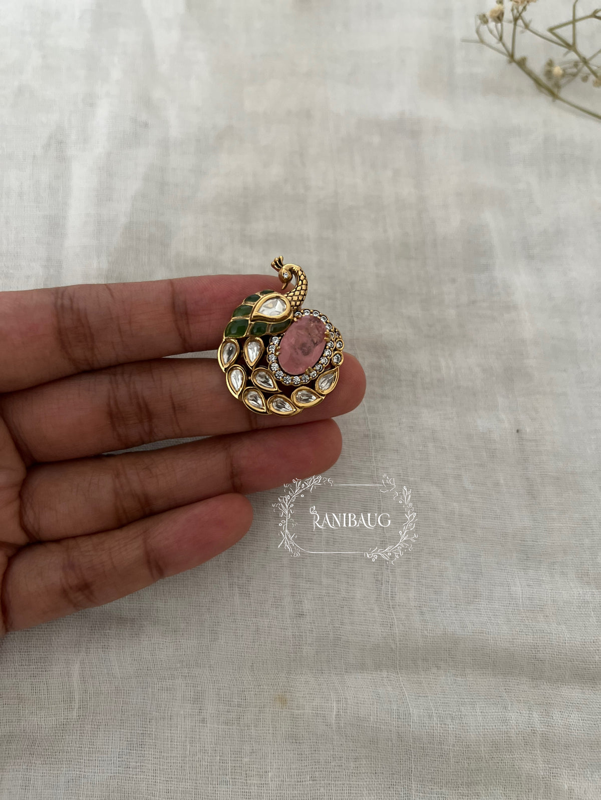 Lara Peacock Gemstone Royal Multicolor Statement Festive Ring By Ranibaug