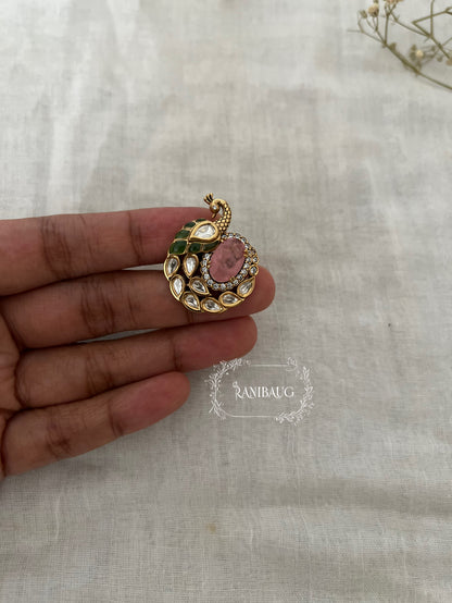 Lara Peacock Gemstone Royal Multicolor Statement Festive Ring By Ranibaug