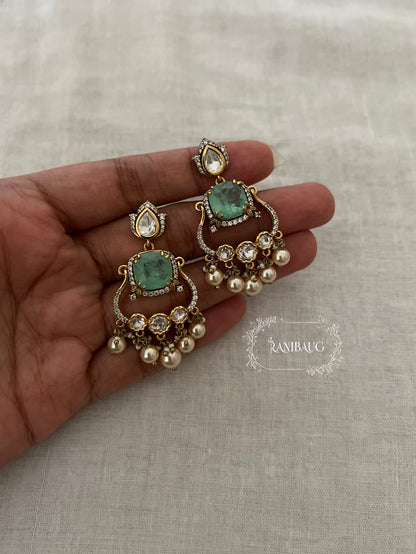 Lipika Polki Kundan Gemstone Gold Finish Pearl Drop Earrings By Ranibaug