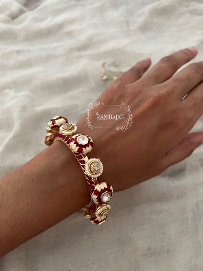 Lipika Bridal Kundan Bangles With Big Kundan Stones By Ranibaug