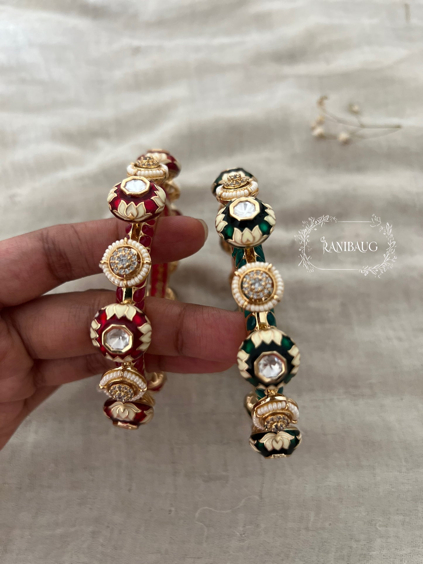 Lipika Bridal Kundan Bangles With Big Kundan Stones By Ranibaug