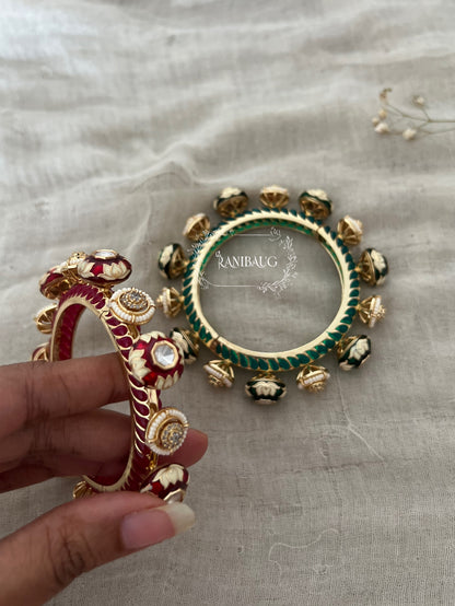 Lipika Bridal Kundan Bangles With Big Kundan Stones By Ranibaug