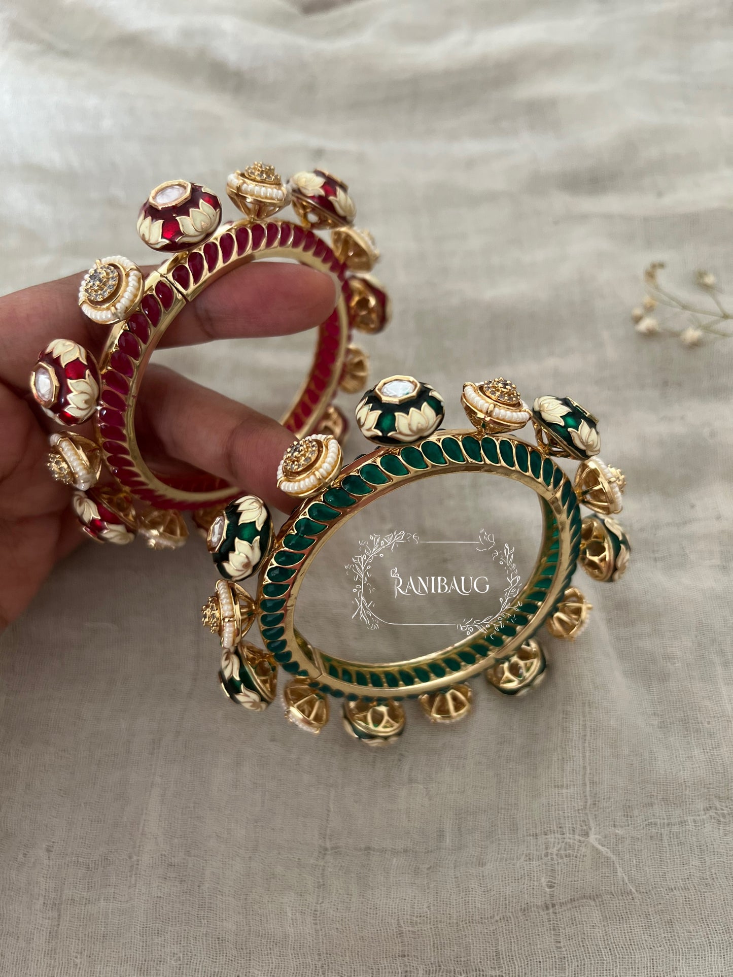 Lipika Bridal Kundan Bangles With Big Kundan Stones By Ranibaug