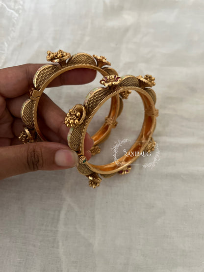 Madhu Floral Modern Designer Gold Finish Heritage Bangles By Ranibaug