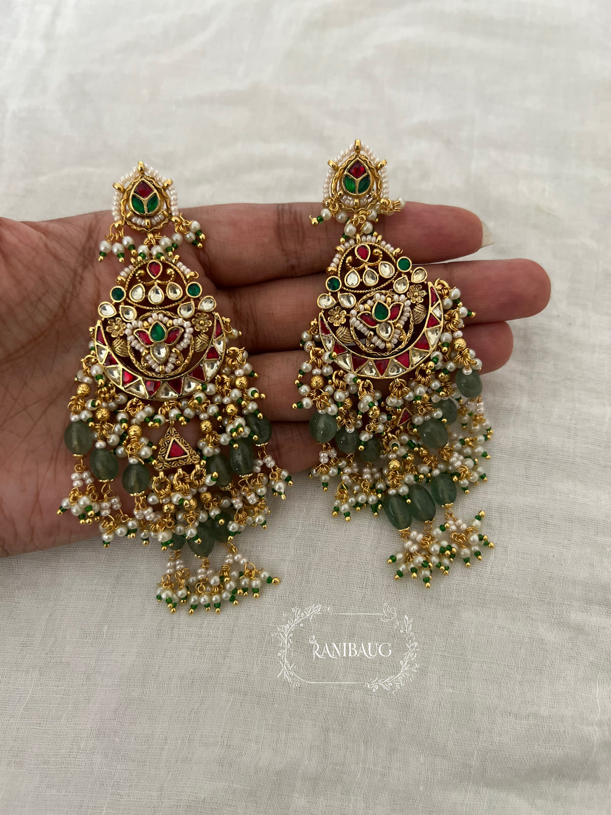 Mahi Heritage Style Beaded Kundan Indian Traditional Chandbali And Maang Tikka By Ranibaug
