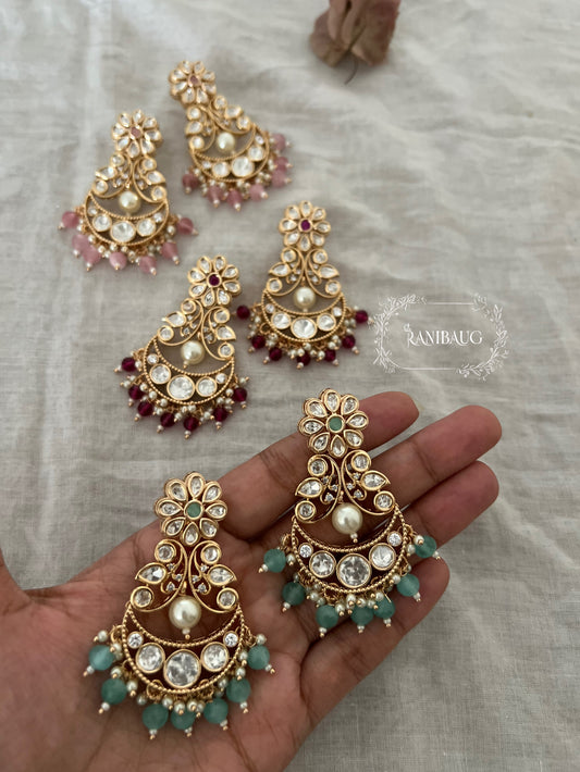 Mahi Indian Gemstone Kundan Earrings by Ranibaug