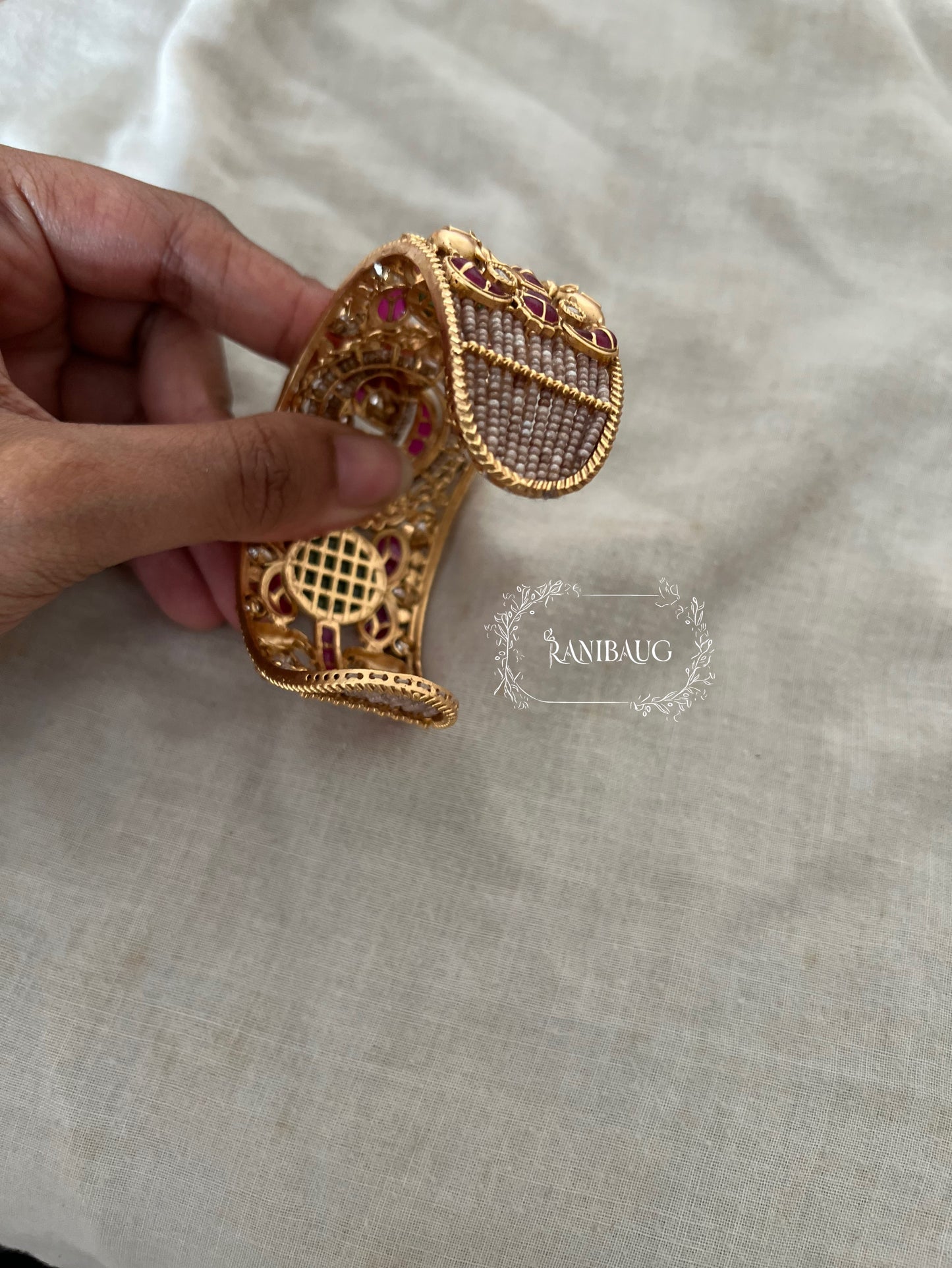 Mahima Rich Gold Finish Intricate Designer Heritage Bangle Jewelry By Ranibaug