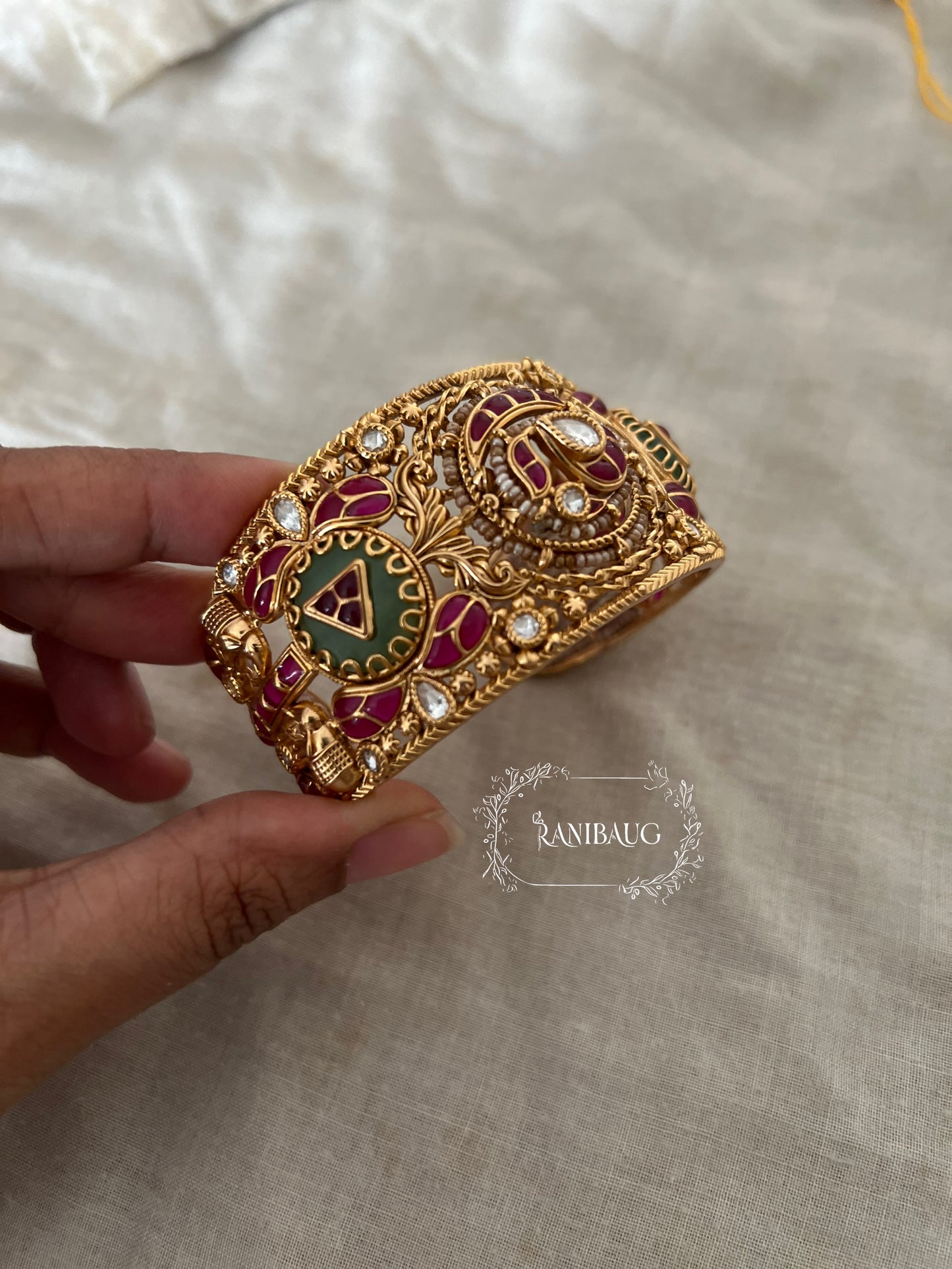 Mahima Rich Gold Finish Intricate Designer Heritage Bangle Jewelry By Ranibaug