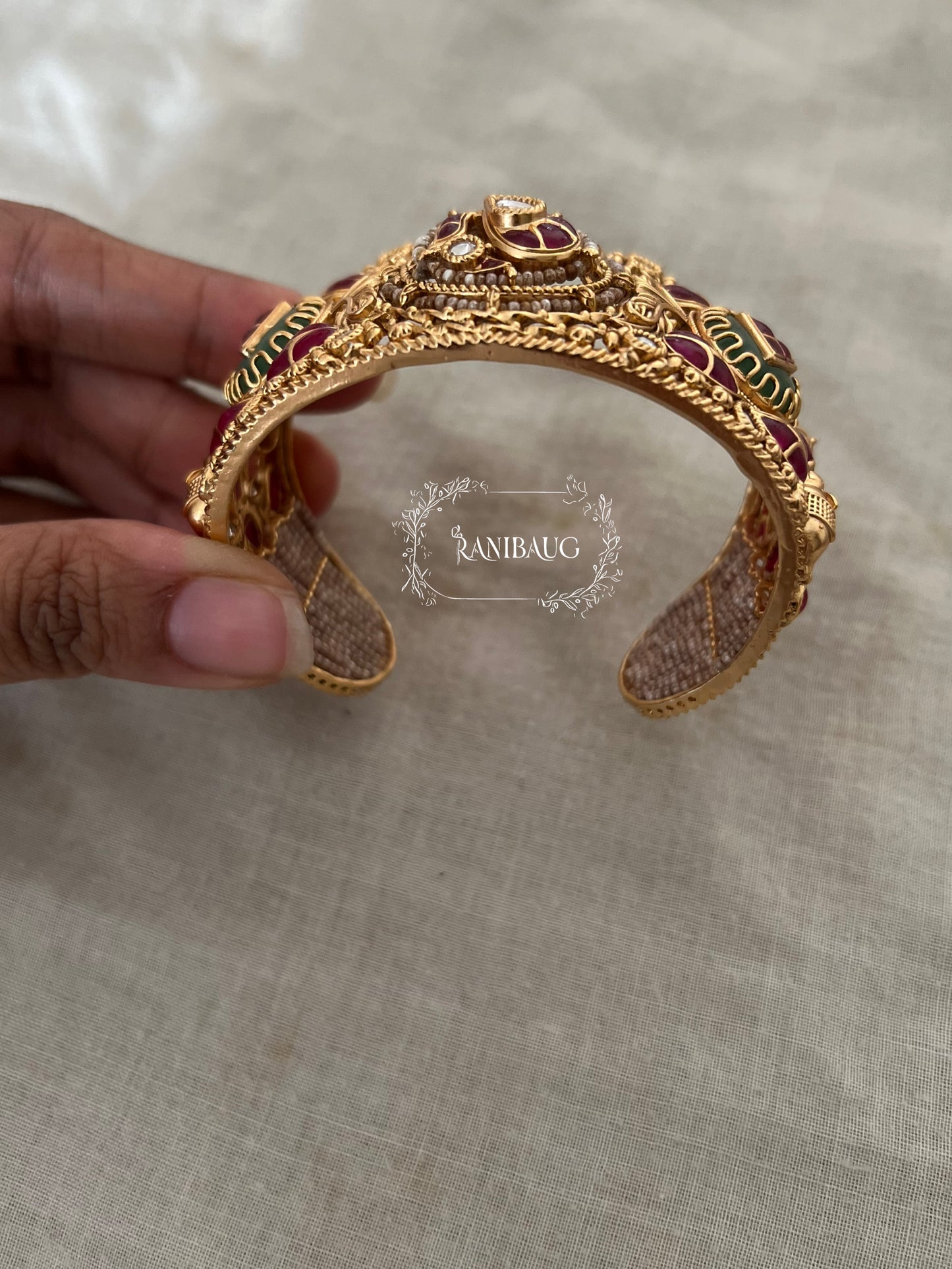 Mahima Rich Gold Finish Intricate Designer Heritage Bangle Jewelry By Ranibaug