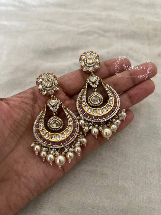 Mahira Designer Polki Gold Plated Chandbali By Ranibaug