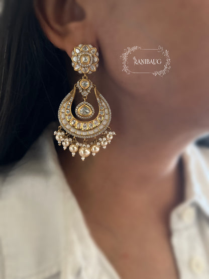 Mahira Designer Polki Gold Plated Chandbali By Ranibaug