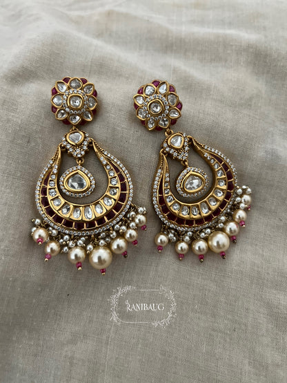 Mahira Designer Polki Gold Plated Chandbali By Ranibaug