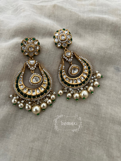 Mahira Designer Polki Gold Plated Chandbali By Ranibaug