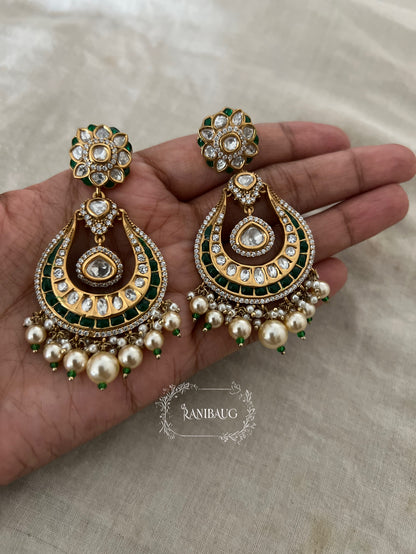 Mahira Designer Polki Gold Plated Chandbali By Ranibaug