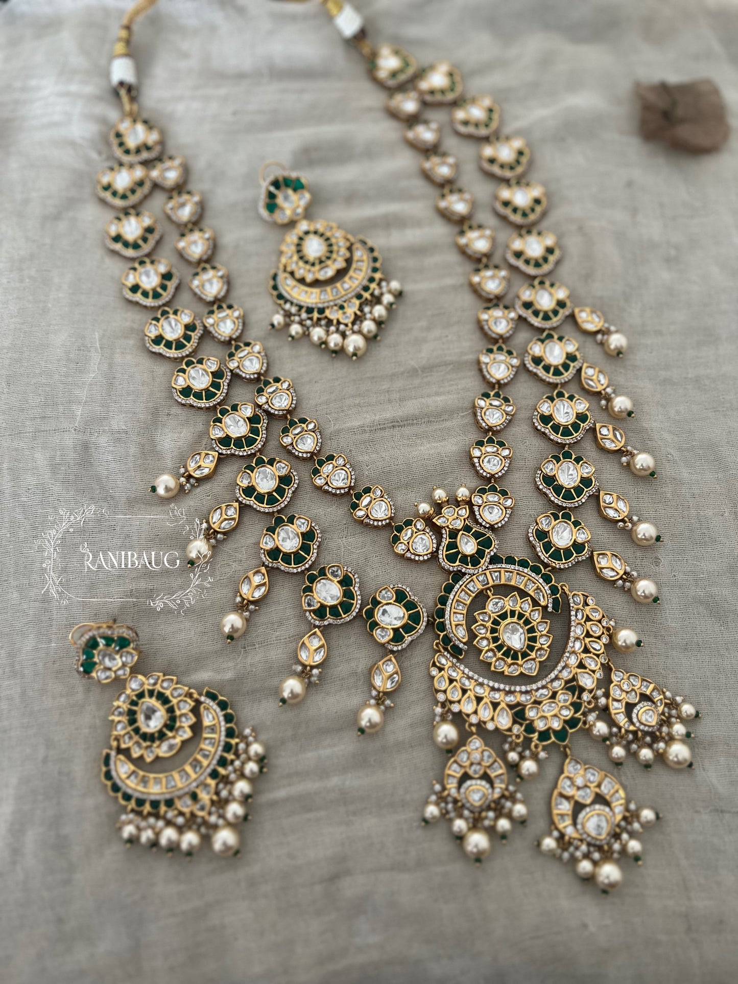 Maithili Traditional Jewellery Set In Victorian Finish Kundan Studded With Earrings By Ranibaug