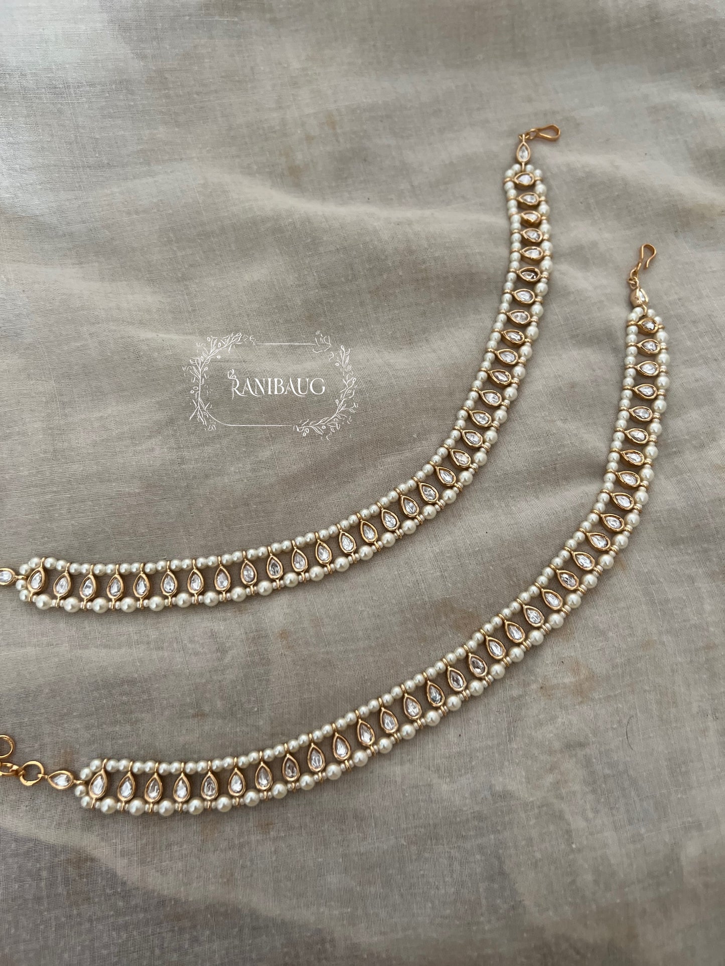 Mallika Gold Plated Kundan And Seed Pearl Studded Anklet Bracelet For Women By Ranibaug