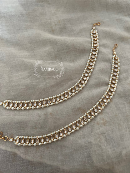 Mallika Gold Plated Kundan And Seed Pearl Studded Anklet Bracelet For Women By Ranibaug