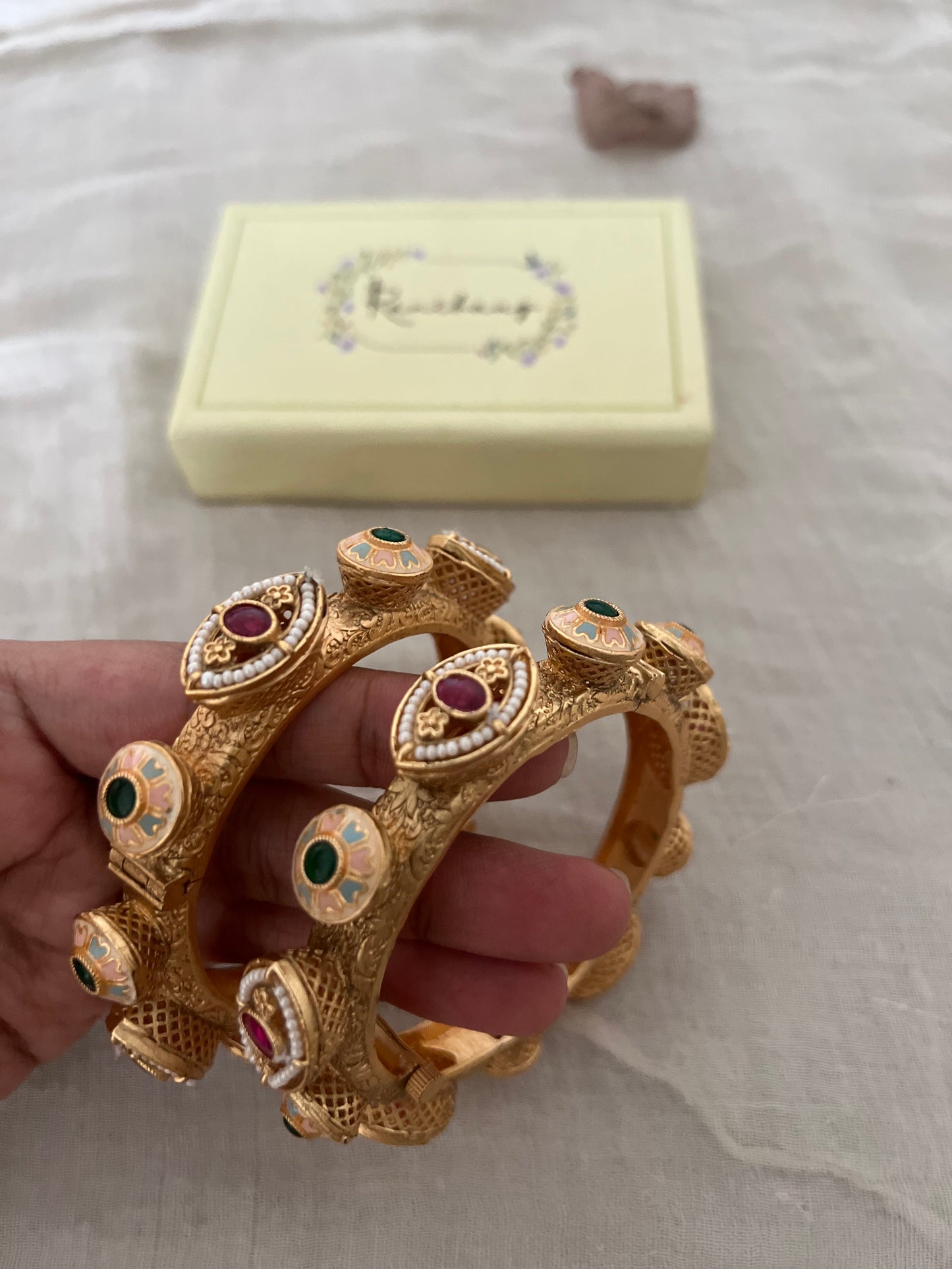 Malti Bangles For Women Traditional Indian Jewelry By Ranibaug | Evil Eye Gold Bangle