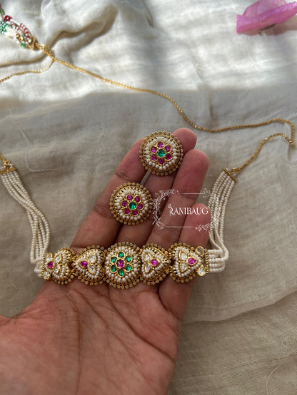 Malti Colorful Beaded Meenakari Neck Choker For Ethnic Wear By Ranibaug