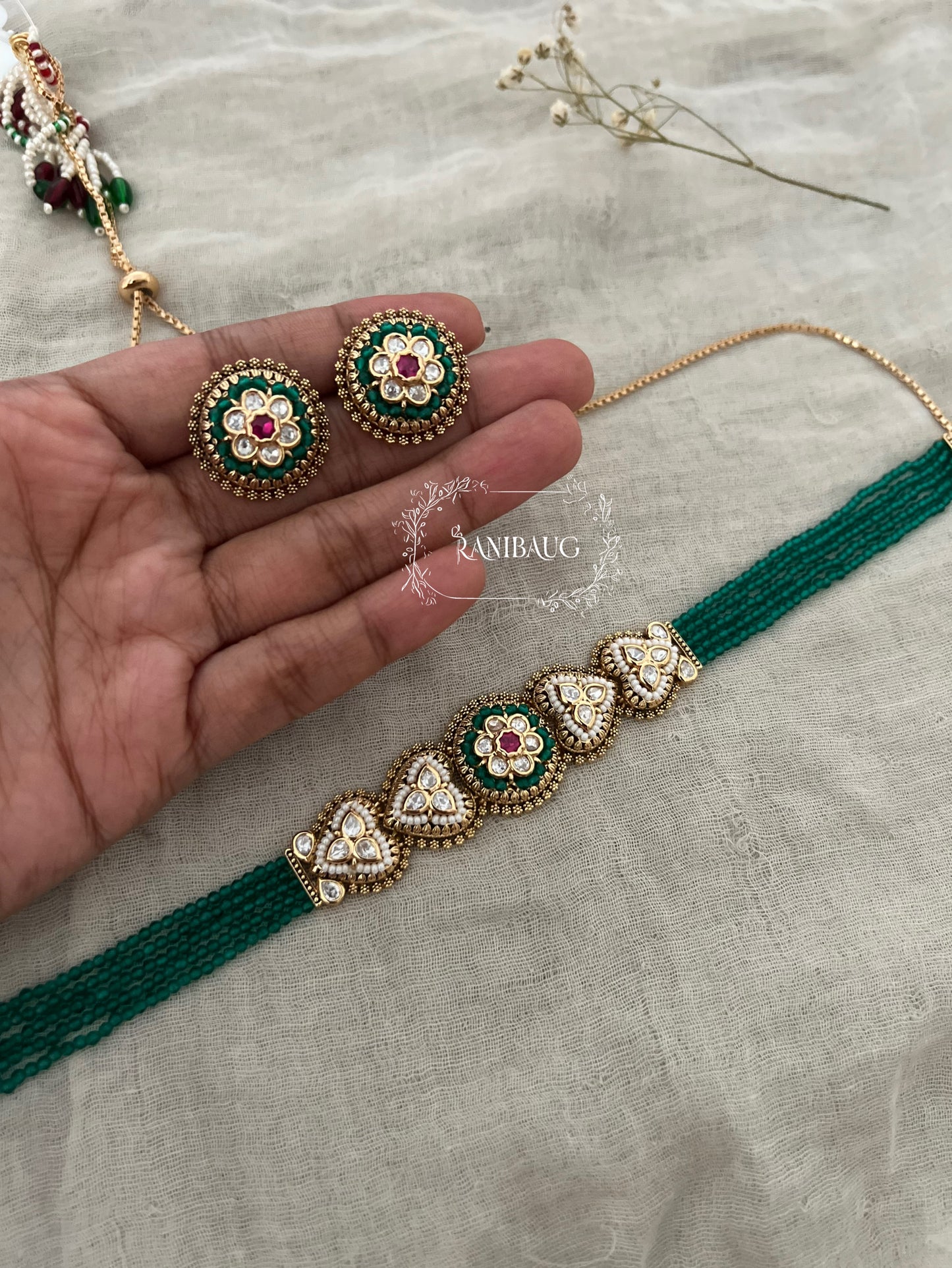 Malti Colorful Beaded Meenakari Neck Choker For Ethnic Wear By Ranibaug
