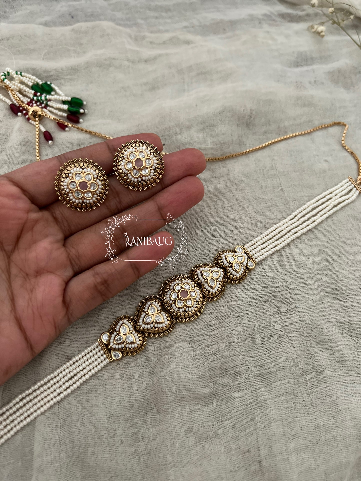 Malti Colorful Beaded Meenakari Neck Choker For Ethnic Wear By Ranibaug