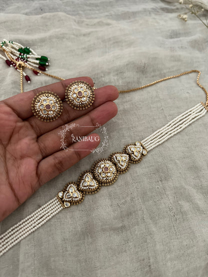 Malti Colorful Beaded Meenakari Neck Choker For Ethnic Wear By Ranibaug