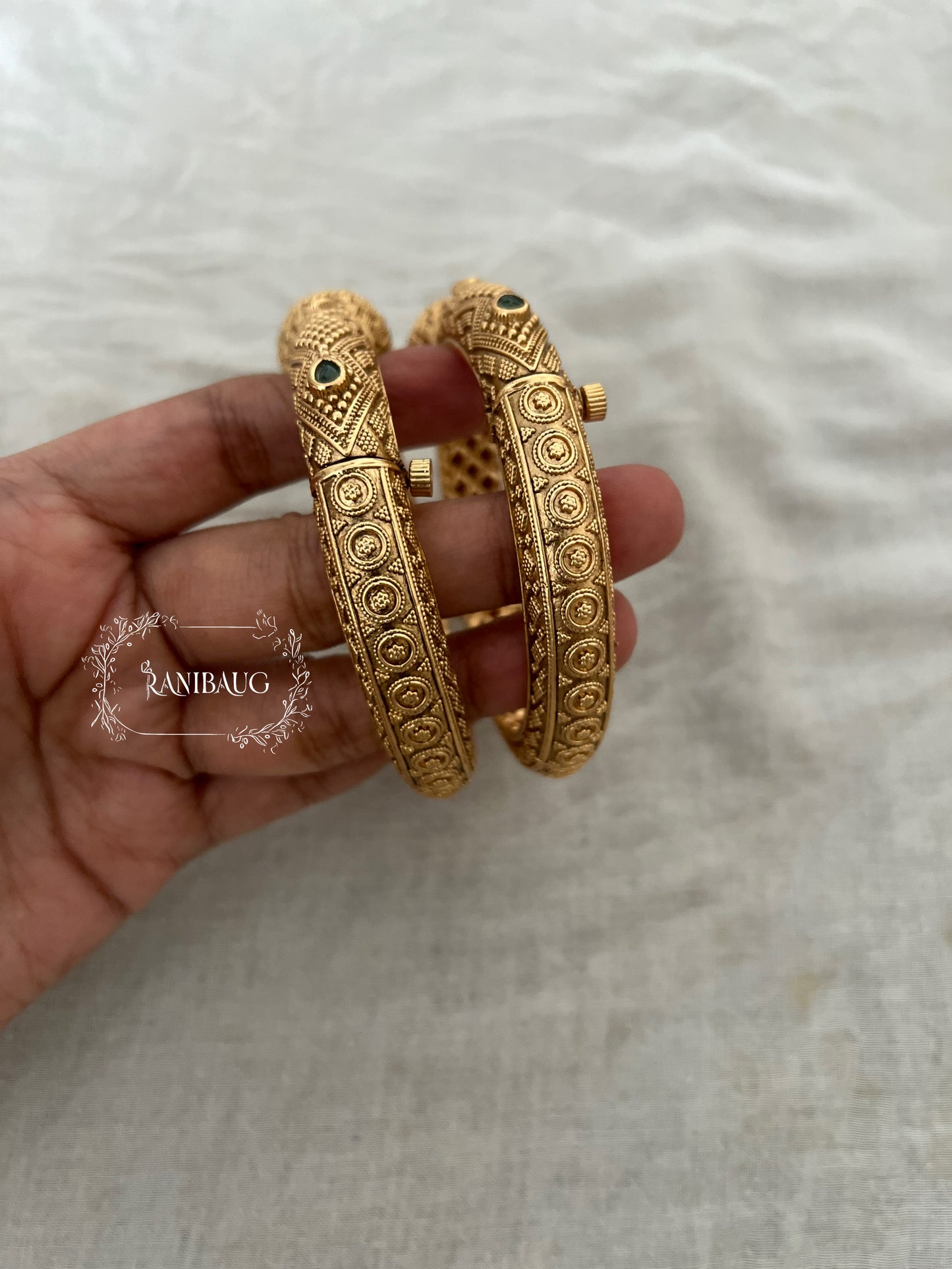 Manali Antique Gold Bangles Kada By Ranibaug