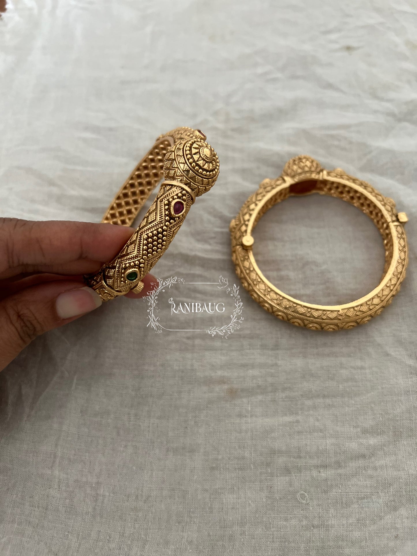 Manali Antique Gold Bangles Kada By Ranibaug