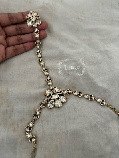 Manara Victorian Mossainite Polki Royal Floral Motif Haathphool By Ranibaug