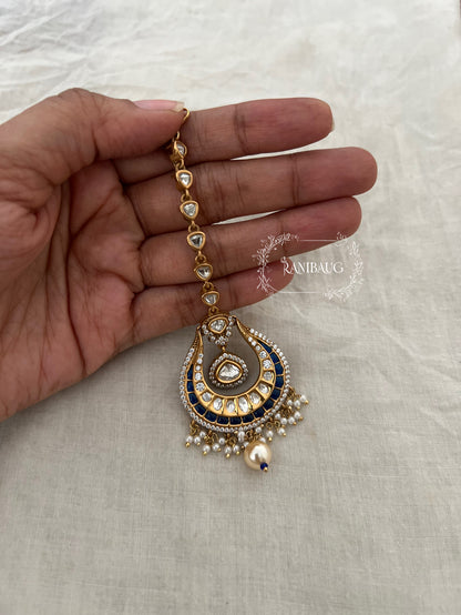 Mandeep Kundan Pearl Single Maang Tikka By Ranibaug