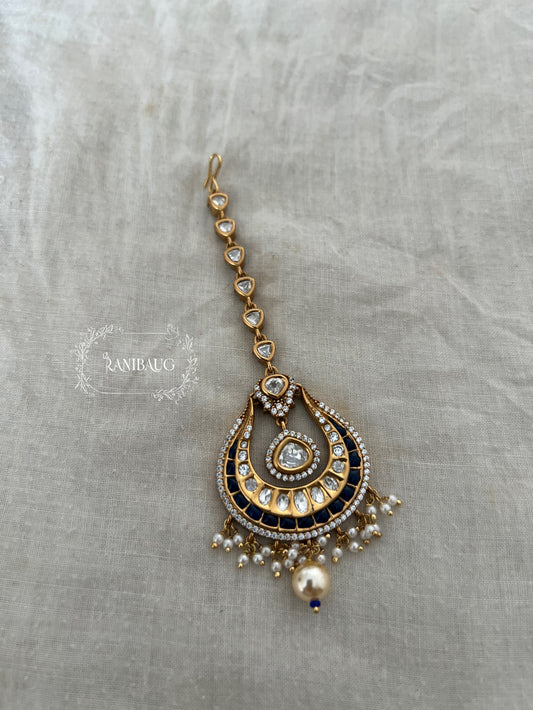 Mandeep Kundan Pearl Single Maang Tikka By Ranibaug
