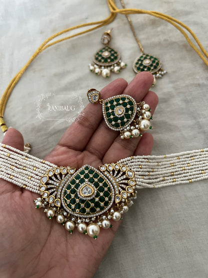 Manee Royal Pearl Meenakari Gold Plated Festive Traditional Choker Jewellery Set By Ranibaug