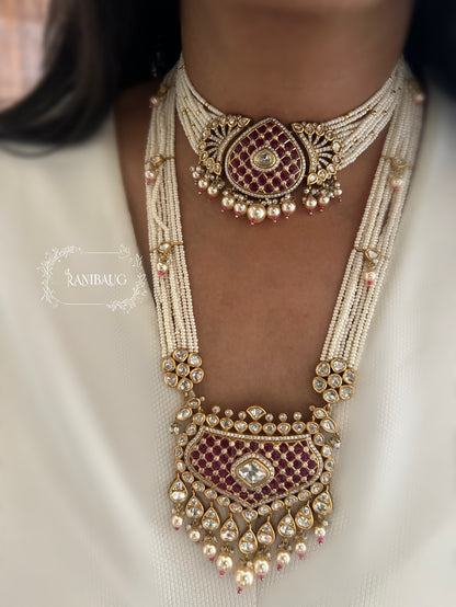 Manee Royal Pearl Meenakari Gold Plated Festive Traditional Choker Jewellery Set By Ranibaug