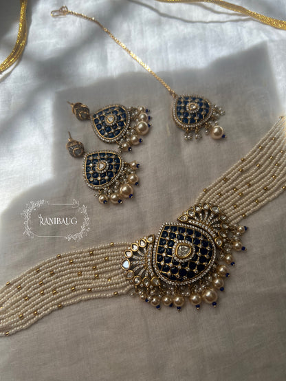 Manee Royal Pearl Meenakari Gold Plated Festive Traditional Choker Jewellery Set By Ranibaug