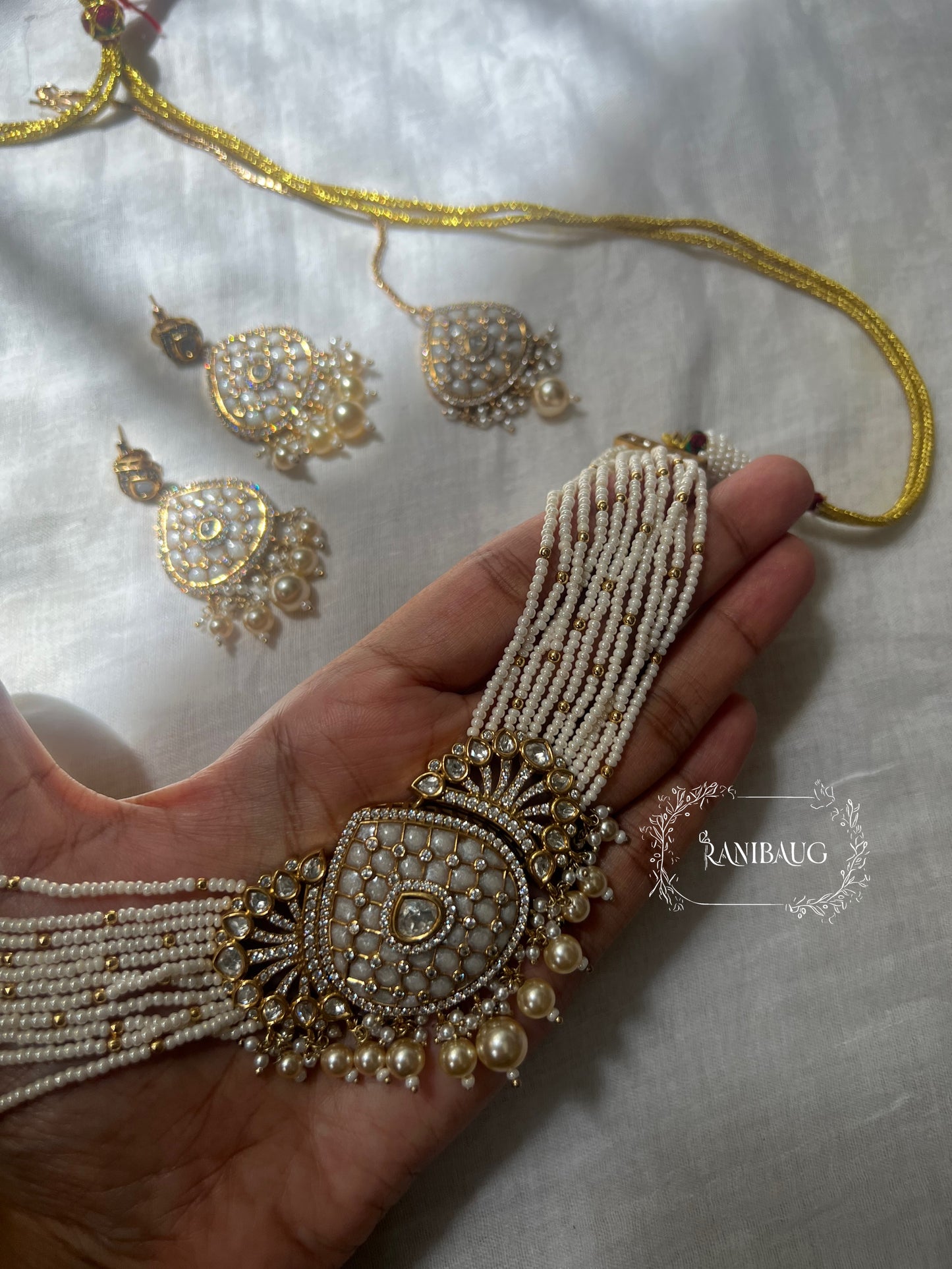Manee Royal Pearl Meenakari Gold Plated Festive Traditional Choker Jewellery Set By Ranibaug