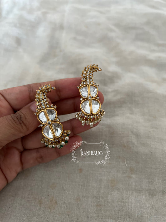 Manek Mossainite Polki Studded Rich Gold Finish Minimal Kalgi Jewellery By Ranibaug