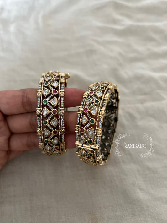 Mangal Statement Vintage Multicolor Victorian Finish Bangles Set By Ranibaug