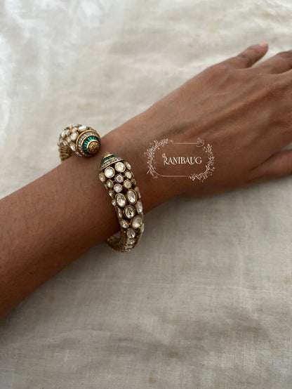 Mani Polki Kundan Studded Gold Finish Premium Traditional Designer Bracelet By Ranibaug