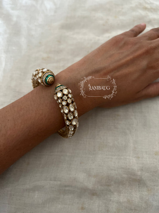 Mani Polki Kundan Studded Gold Finish Premium Traditional Designer Bracelet By Ranibaug