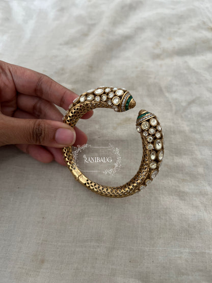 Mani Polki Kundan Studded Gold Finish Premium Traditional Designer Bracelet By Ranibaug