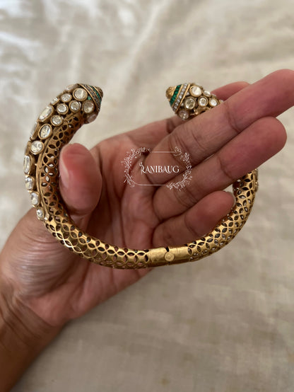 Mani Polki Kundan Studded Gold Finish Premium Traditional Designer Bracelet By Ranibaug