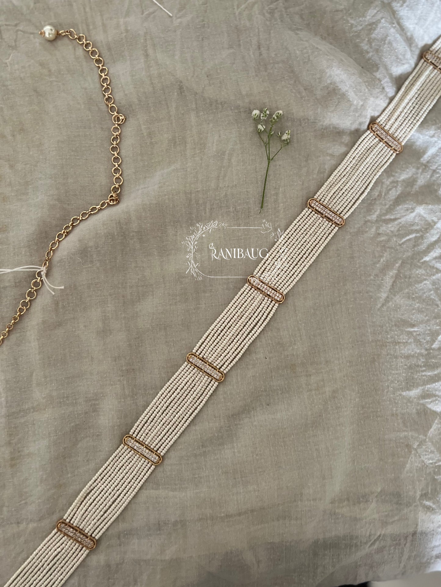 Manika Traditional Indian Pearl Chain Kamarbandh For Festive Occassion By Ranibaug