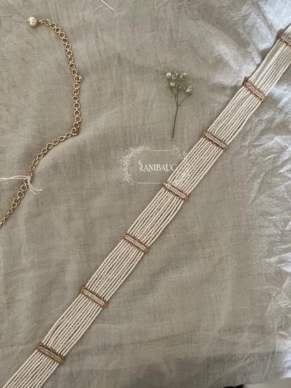Manika Traditional Indian Pearl Chain Kamarbandh For Festive Occassion By Ranibaug