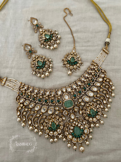 Manjishta Rich Gold Finish Polki Kundan Adorned Layered Pearl Complete Bridal Jewellery Necklace Set By Ranibaug | The Royal Wedding Collection 2026