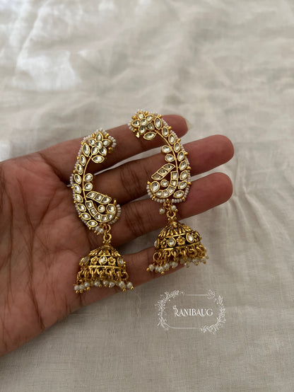 Mannara Heritage Style Peacock Inspired Floral Cuff Earrings By Ranibaug