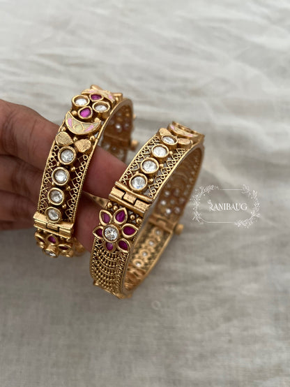 Manrekha Traditional Temple Kundan Bangles For Women Gold By Ranibaug
