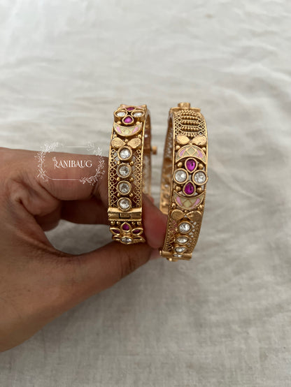 Manrekha Traditional Temple Kundan Bangles For Women Gold By Ranibaug