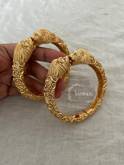 Mansi Lion Kada Bangles In Premium Gold Finish By Ranibaug